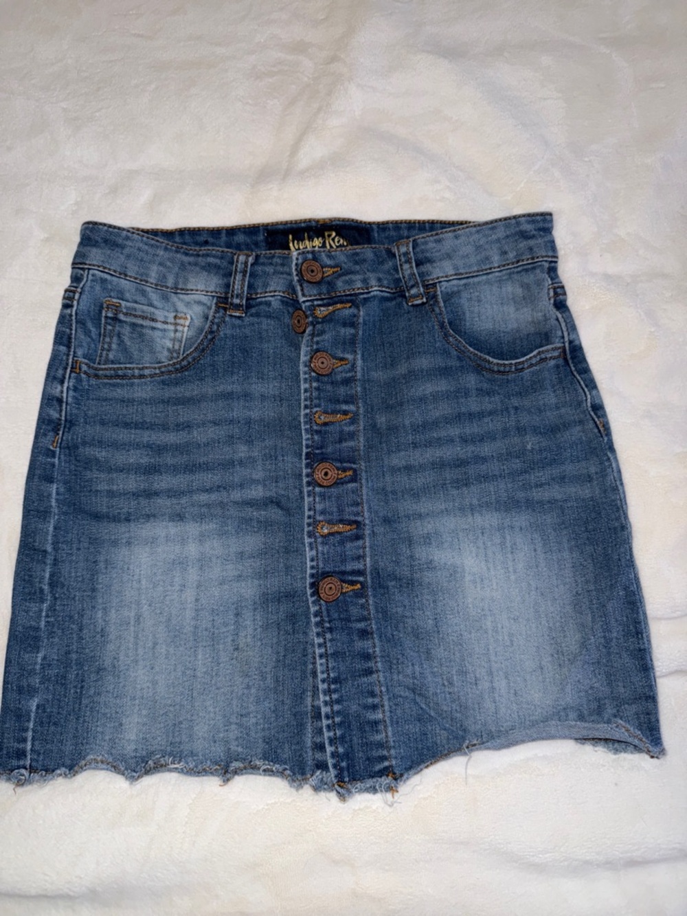 Indigo Rein Blue Button-Front Denim Mini Skirt